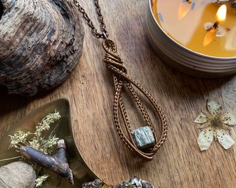 Pyrite Necklace » Wire Wrapped Pyrite » Heady High Vibe Jewelry