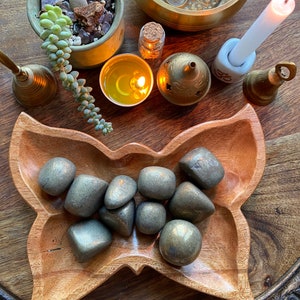 Iron Pyrite Tumbled Stone » Fool&#39;s Gold » Large Tumbled Pyrite » Solar Plexus Chakra Healing » Mineral Specimen » Tumbled Pyrite Stone