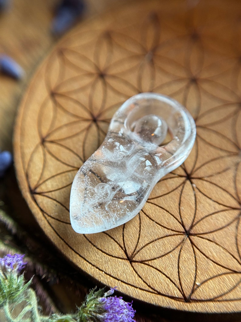 Crystal Goddess Miniature Totem Tiny Goddess Crystal Reiki Infused Divine Feminine Carving Clear Quartz