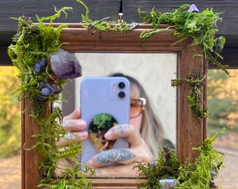 Upcycled Faerie Portal Mirror » Intentional Home Decor » Mossy Fairy Mirror » Psychic Visions » Crystal Mirror