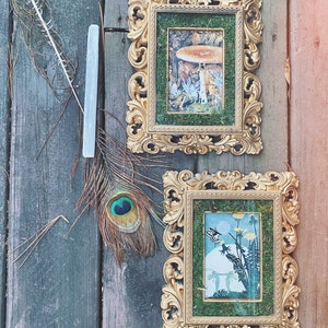 Moss Matte Faerie Artwork » Vintage Fairy Prints in Antique Brass Frame