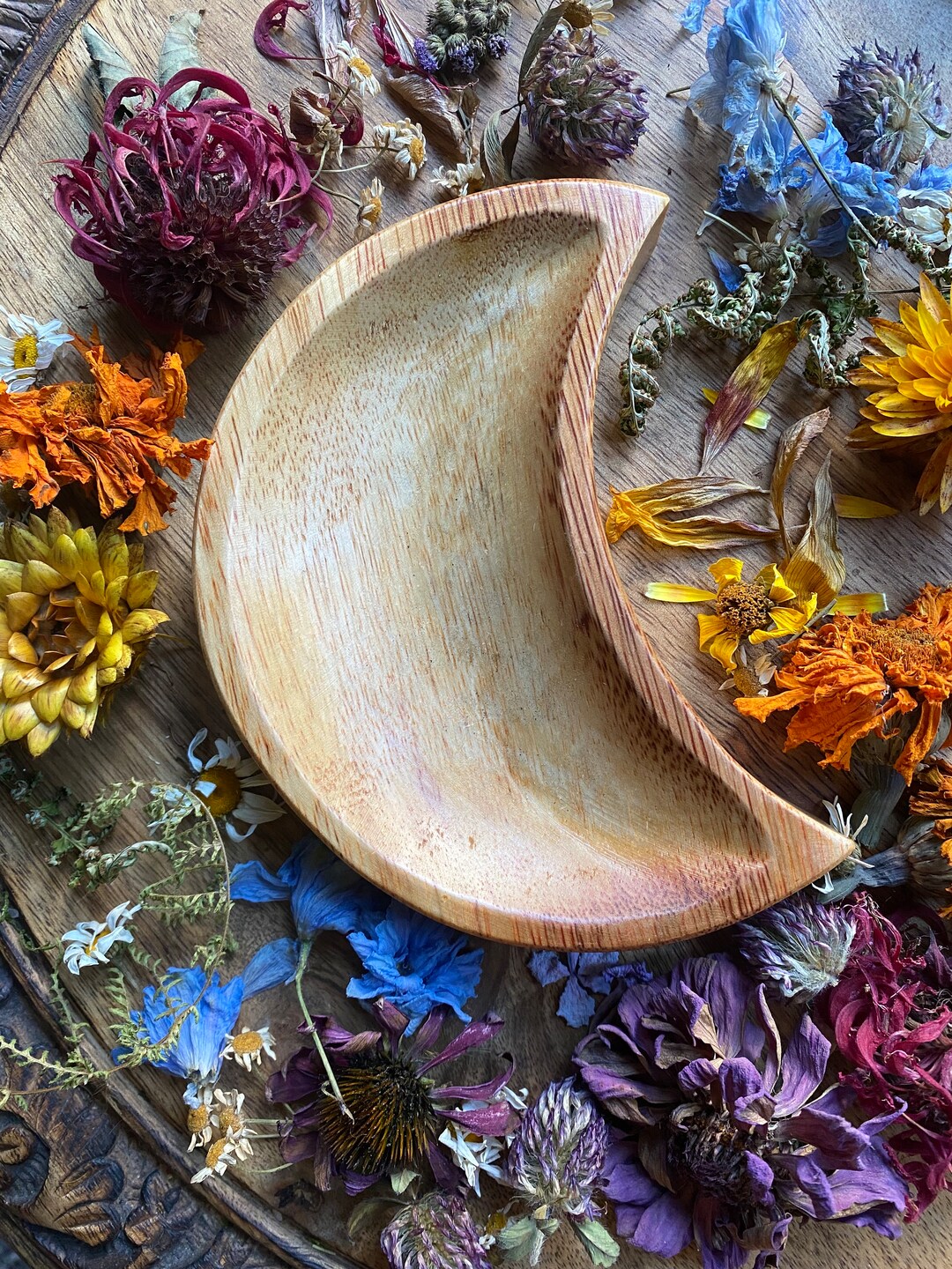Wooden Moon Altar Dish » Wooden Crescent Moon Dish » Moon Bowl 5 Inches ...