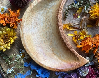 Wooden Moon Altar Dish » Wooden Crescent Moon Dish » Moon Bowl 5 inches