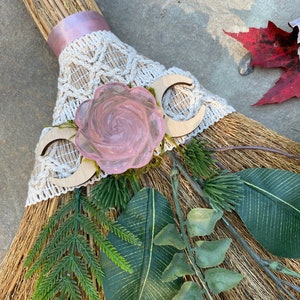 XL Crystal Besom » Crystal Broom with Crystal Rose for Love, Joy, Self Love, Empathy, and Peace