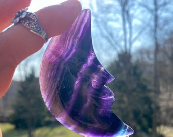 Rainbow Fluorite Moon » Rainbow Fluorite Crescent Moon » Celestial Crystal Moon » Cosmic Moon Crystal