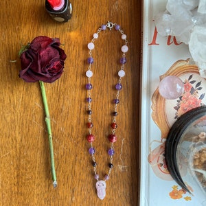 Self Love and Empowerment Necklace Sterling Silver Rose Quartz Goddess Totem with Handmade Crystal Chain image 3