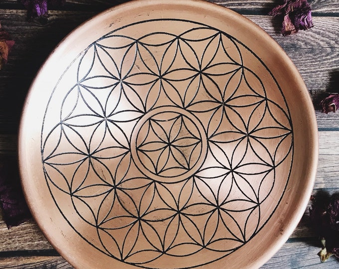 Flower of Life Copper Bowl With Intuitive Crystal // Sacred Etsy