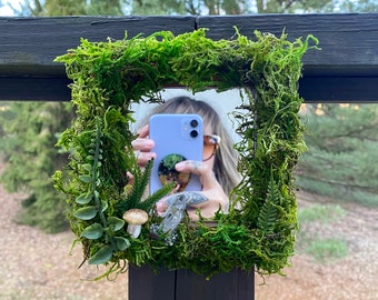 Upcycled Faerie Portal Mirror » Intentional Home Decor » Mossy Fairy Mirror » Mushroom Decor