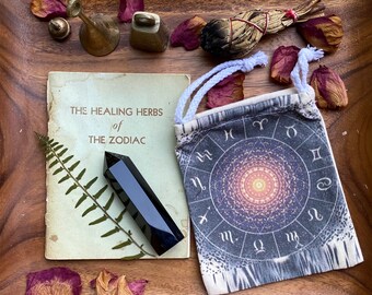 Zodiac Wheel Crystal Pouch » Zodiac Wheel Drawstring Bag » Zodiac Symbol Drawstring Bag