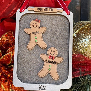 Personalized and Dated Christmas Gingerbread Cookie Sheet Ornament