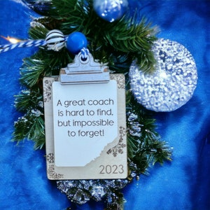 Coach Gift Ornament, Coach Clipboard Car Charm, Coaches Christmas Gift