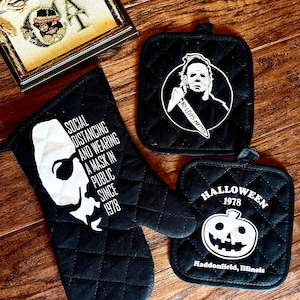 Halloween Michael Myers, Kitchen Hot Pad, Pot Holder Set, Halloween Gift