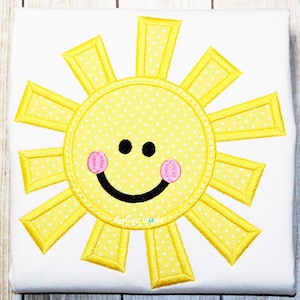 Happy Sun, Applique Embroidery, Machine Embroidery Sun, Instant Download, Sun Applique, Summer Sun Applique, Happy Sun Applique, Sun Desing