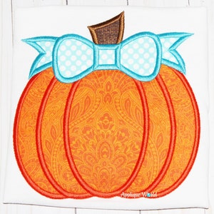 Pumpkin With Bow Applique Embroidery, Halloween Pumpkin, Machine Embroidery Pumpkin, Fall Pumpkin Applique, Halloween Applique,fall applique