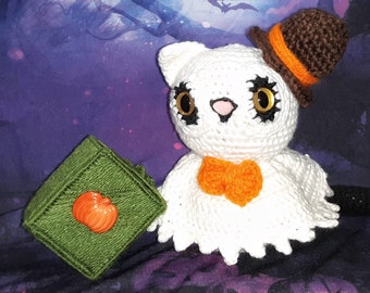 Crochet Amigurumi Stuffed Animals and Plushies Halloween Black Ghost Cat