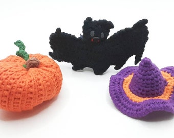 Made to Order October Halloween Dooking Fun Handmade Crochet Ferret Baby Toys: Witch Hat, Pumpkin, Vampire Bat, Rattle, Jingle Ball, Crinkle
