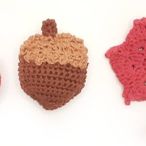 Made to Order September Dooking Fun Handmade Crochet Ferret Baby Toys: Acorn Rattle, Harvest Red Apple Jingle Ball, Crinkle Autumn Fall Leaf