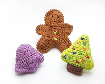 Made to Order Holiday Dooking Fun Handmade Crochet Ferret Baby Toys: Bell, Gingerbread Person, Christmas Tree, Rattle, Jingle Ball, Crinkle