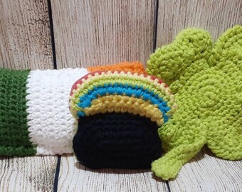 Made to Order - March Saint Patrick's Day Ferret Baby Toys Pot of Gold Rainbow Rattle, Shamrock Clover with Jingle Ball, Crinkle Irish Flag