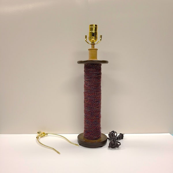 Custom, handmade, vintage industrial textile yarn spool table lamp, one-of-a-kind