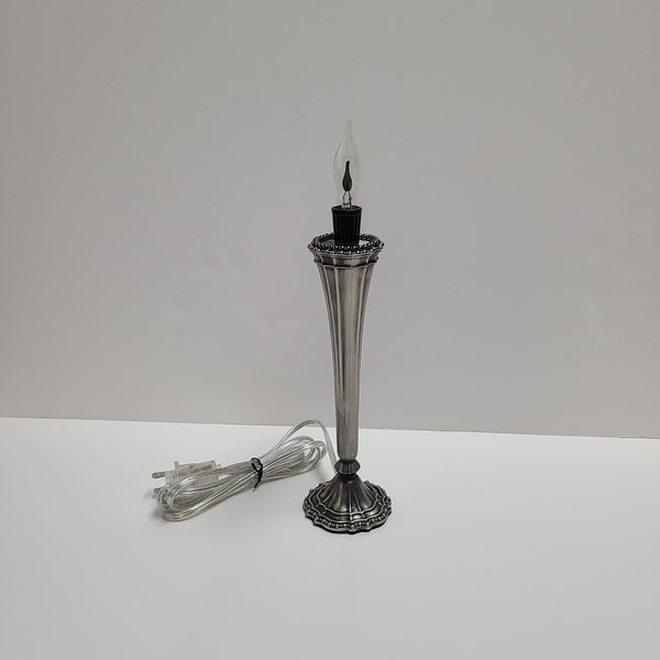 Unique vintage silverplated bud vase candle accent lamp