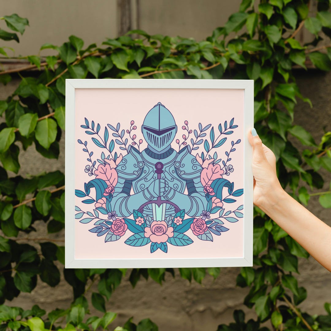 Floral Knight - Hand-drawn Dungeons and Dragons Printable Art - Fantasy ...