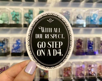 Go Step on a d4 - Lustiger Dungeons and Dragons Sticker - DnD Vinyl Aufkleber