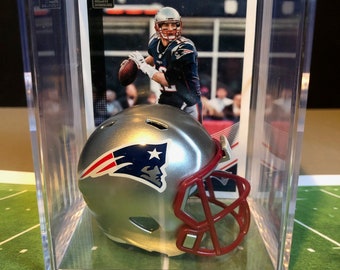 New England Patriots NFL Players Mini Helmet Shadowbox w/ card