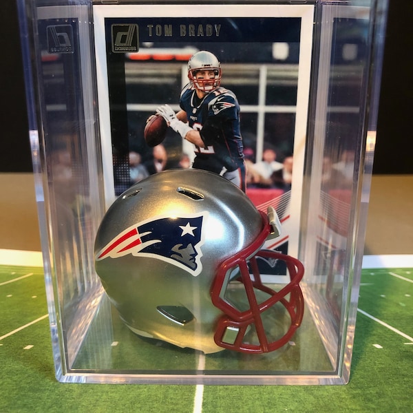 New England Patriots NFL Players Mini Helmet Shadowbox w/ card