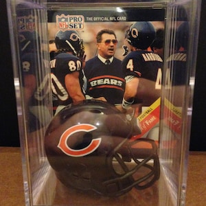 Chicago Bears Coach Mike Ditka Mini Capacete Shadowbox com cartão