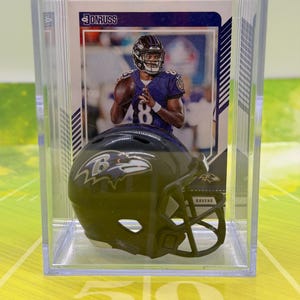 Baltimore Ravens Lamar Jackson Mini Helmet Shadowbox w/ card