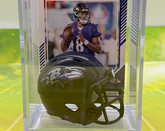 Baltimore Ravens Lamar Jackson Mini Helmet Shadowbox w/ card