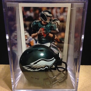 Philadelphia Eagles Nick Foles Mini Capacete Shadowbox com cartão