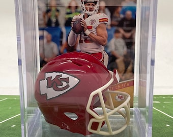 Kansas City Chiefs Players Mini Helmet Shadowbox w/ football card