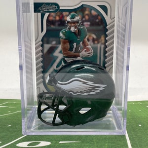 Philadelphia Eagles AJ Brown Mini Capacete Shadowbox com cartão