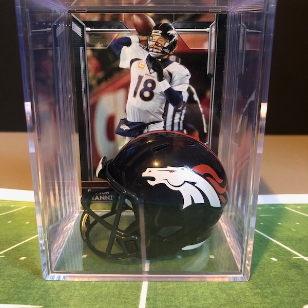 Denver Broncos NFL Players Mini Helmet Shadowbox w/ card
