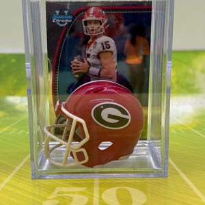 Georgia Bulldogs NCAA minihelm Shadowbox met Carson Beck-kaart