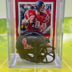 Mississippi Ole Miss Mini Football Helmet Shadowbox w/ Eli Manning card