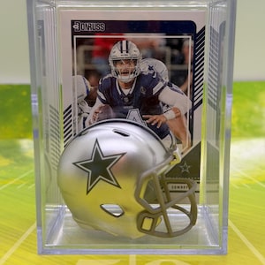 Dallas Cowboys Dak Prescott Mini Helmet Shadowbox w/ card