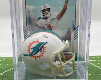 Miami Dolphins Tua Tagovailoa Mini Helmet Shadowbox w/ card