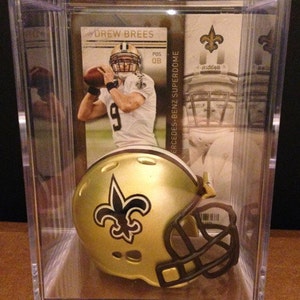 New Orleans Saints Players Mini Helmet Shadowbox w/ card