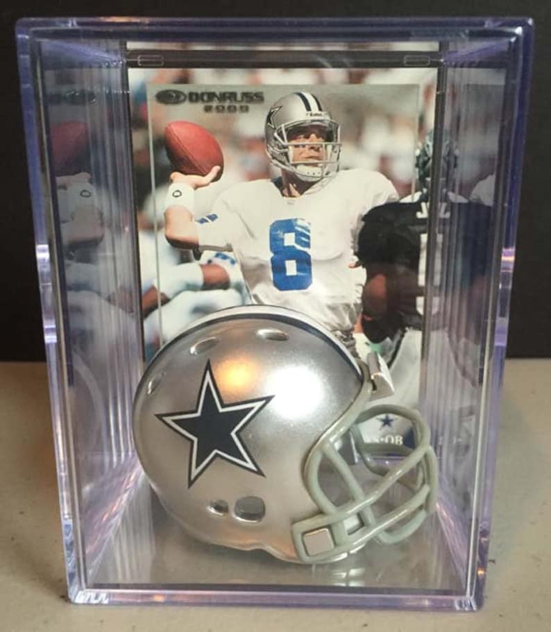 Dallas Cowboys NFL Players Mini Helmet Shadowbox w/ card Troy Aikman