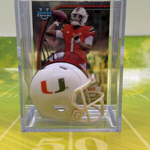 Miami Hurricanes NCAA minihelm Shadowbox met Cam Ward-kaart