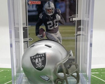 Las Vegas Raiders Josh Jacobs Mini Helmet Shadowbox w/ card