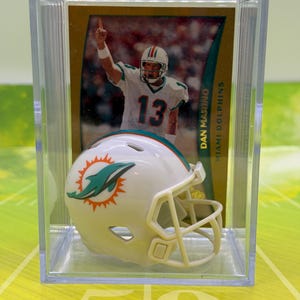 Miami Dolphins Dan Marino minihelm Shadowbox met kaart