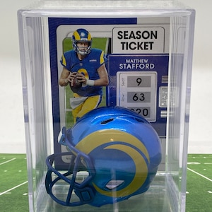 Nouveau 2020 Los Angeles Rams Matthew Stafford Mini casque Shadowbox avec carte