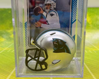Carolina Panthers Mini Helmet Shadowbox w/ Bryce Young card