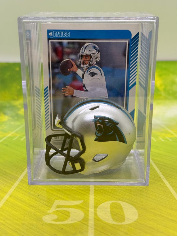carolina panthers mini football helmet with case Carolina Panthers Mini Helmet Shadowbox w/ Bryce Young card