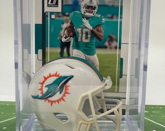 Miami Dolphins Tyreek Hill Mini Helmet Shadowbox w/ card