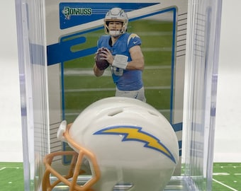 Los Angeles Chargers Justin Herbert Mini Helmet Shadowbox w/ card